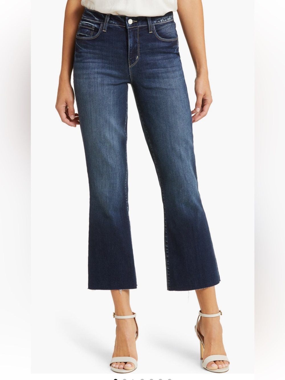 NEW L’agence Kendra Raw Hem Cropped Flare Jeans in Columbia